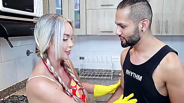 Step dad in kitchen, surprise seduce, bosses son, fuck me in the kitchen daddy, kourtney love blonde