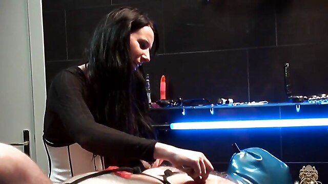 Bdsm brunette fetish latex, latex needle, needle free, femdom needle, latex cbt