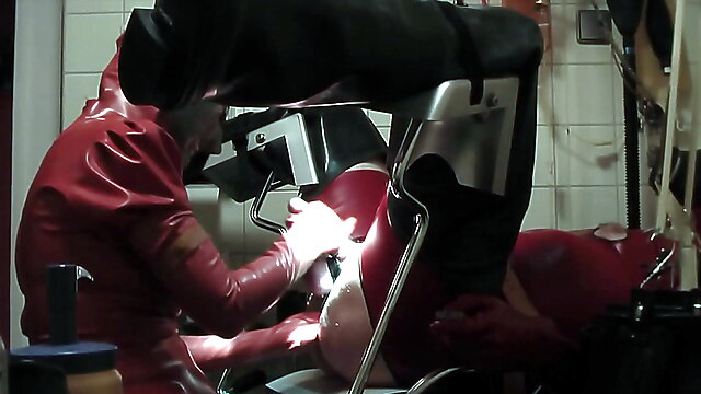 Femdom rubber clinic, rubber gloves femdom, femdom handjob latex glove, gloves mask handjob, medical rubber fetish