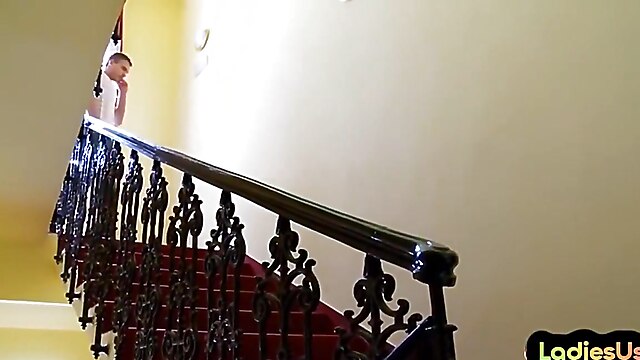 Strapòn, strap on male porn, pegged dominate, mistress milf brunette, pegging threesome