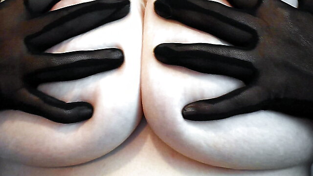 Blonde sheer, self cum play, touching cum, insemination with gloves, baby you got it