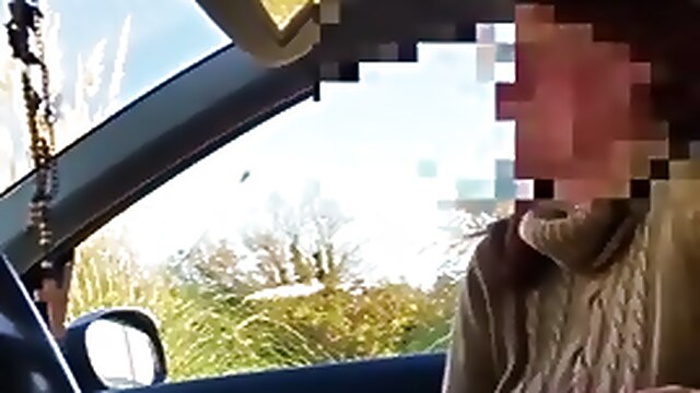 Wanking in car public, my wife in the car, cock wanking in car, married woman in car, british wife public