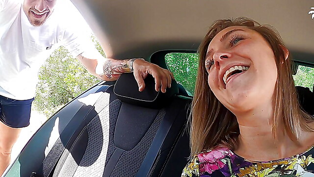 Blowjob in car, cum public, public dick, avsugning morsa bil, onani public girls